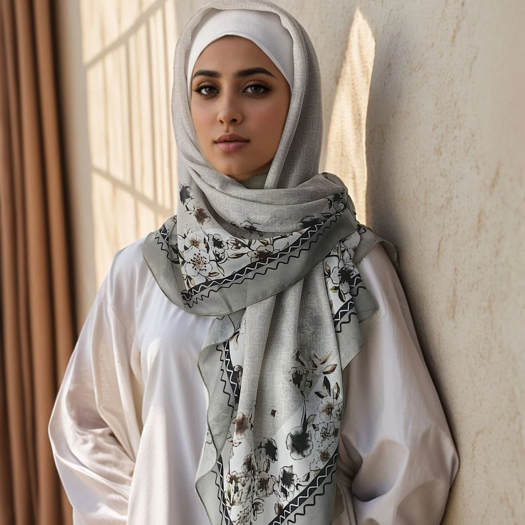 Premium Bawal Floral Hijab