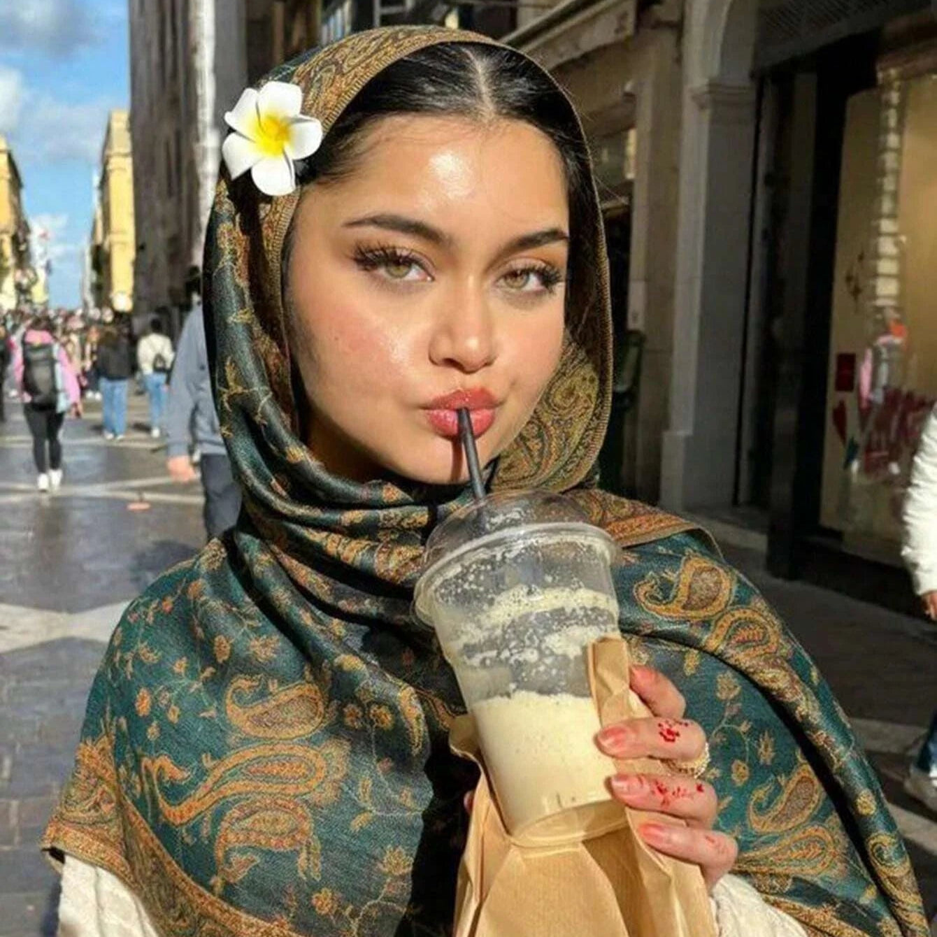 Embroidered Voile Scarf Hijab