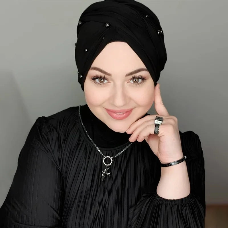 Pearl Decor Hat Hijab