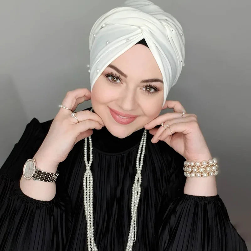 Pearl Decor Hat Hijab